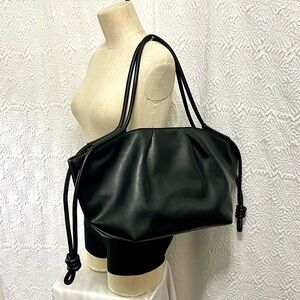 BCBGMaxAzria Black Corded Flare Tote Bag